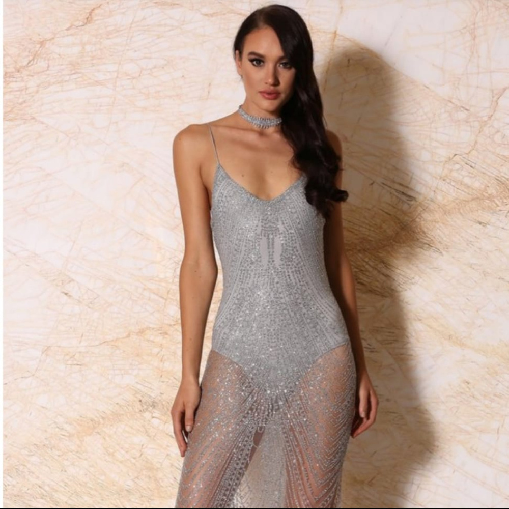 Meshki Aviana Jewelled Midi Dress XS